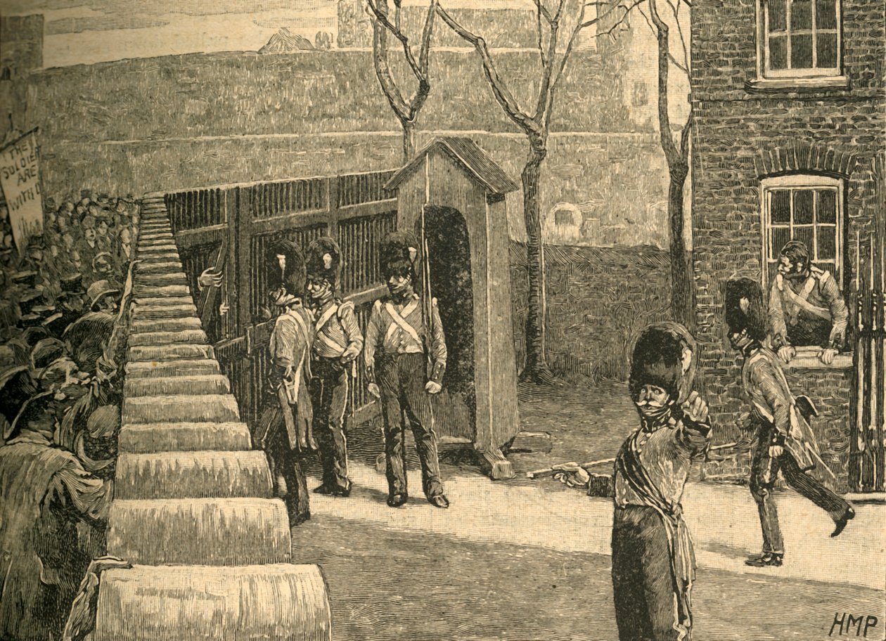 Spenceans的暴民召唤伦敦塔，1816年至1890年。 作者 不明