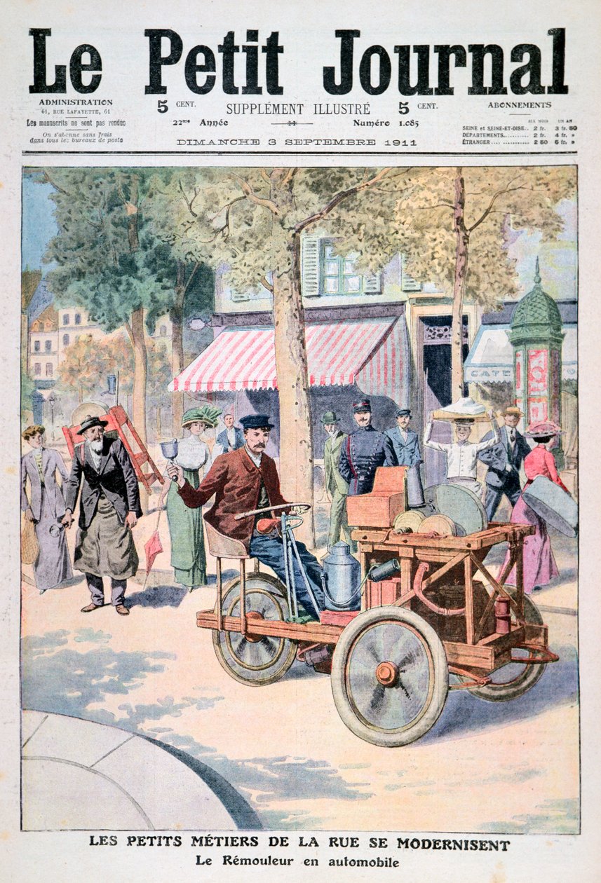 街头商人的现代化：刀磨车，1911年 作者 不明