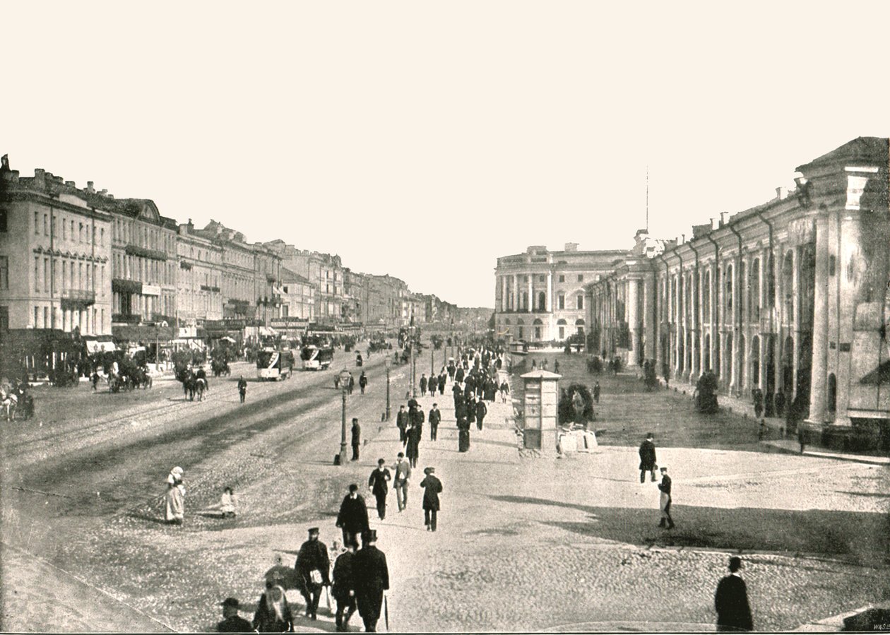涅夫斯基大街，俄罗斯圣彼得堡，1895年。 作者 不明