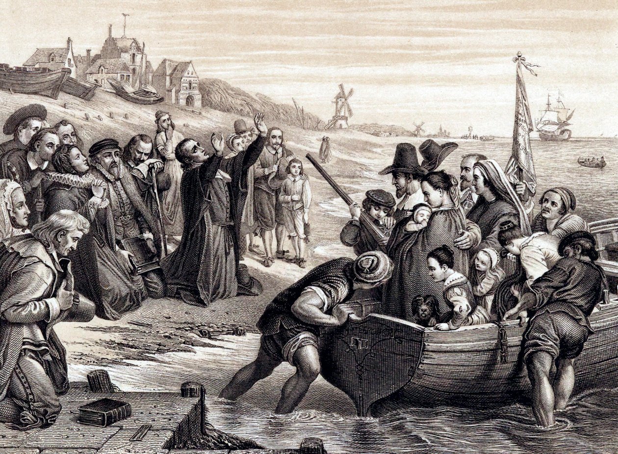 1878年7月16日，朝圣者之父在前往美国的航行中离开了代尔夫特避风港 作者 不明