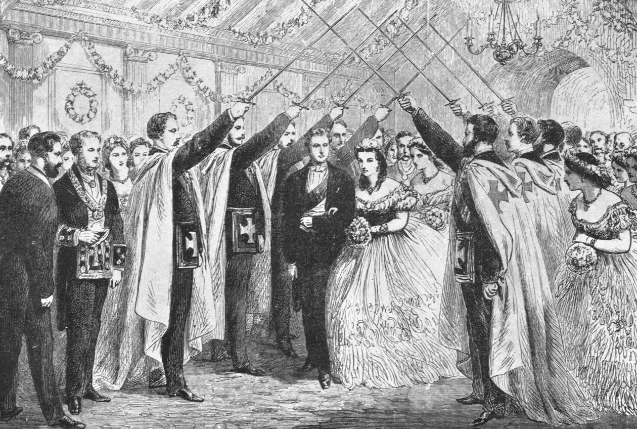 威尔士亲王和公主在牛津纪念堂... 1863，1901。 作者 不明