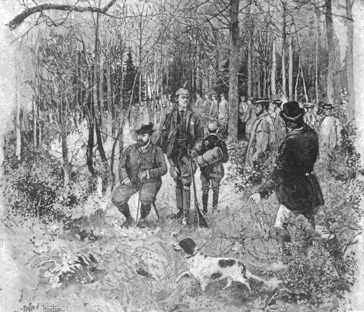 威尔士亲王野鸡射杀（Sandringham），1893年，1901年。 作者 不明
