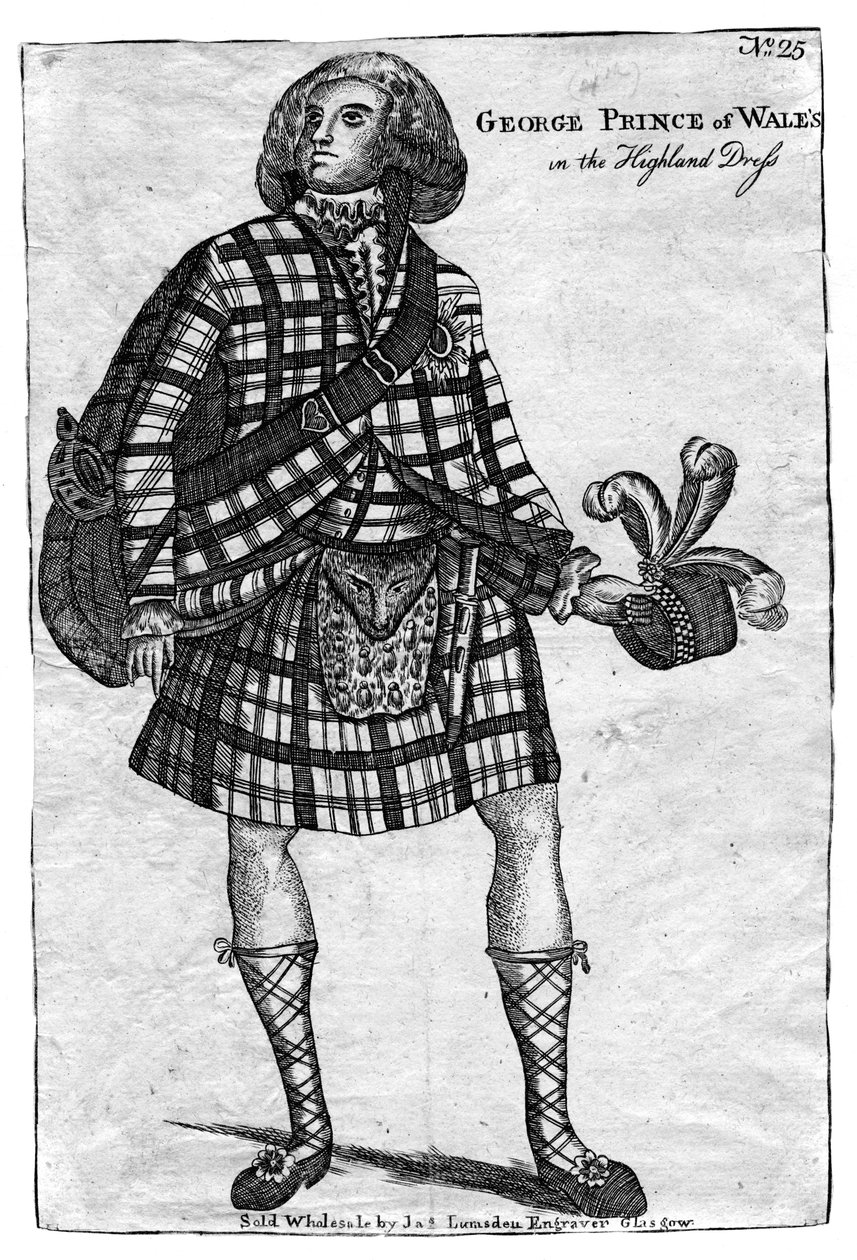 威尔士亲王，未来的乔治四世国王1762-1830，穿着高地连衣裙 作者 不明