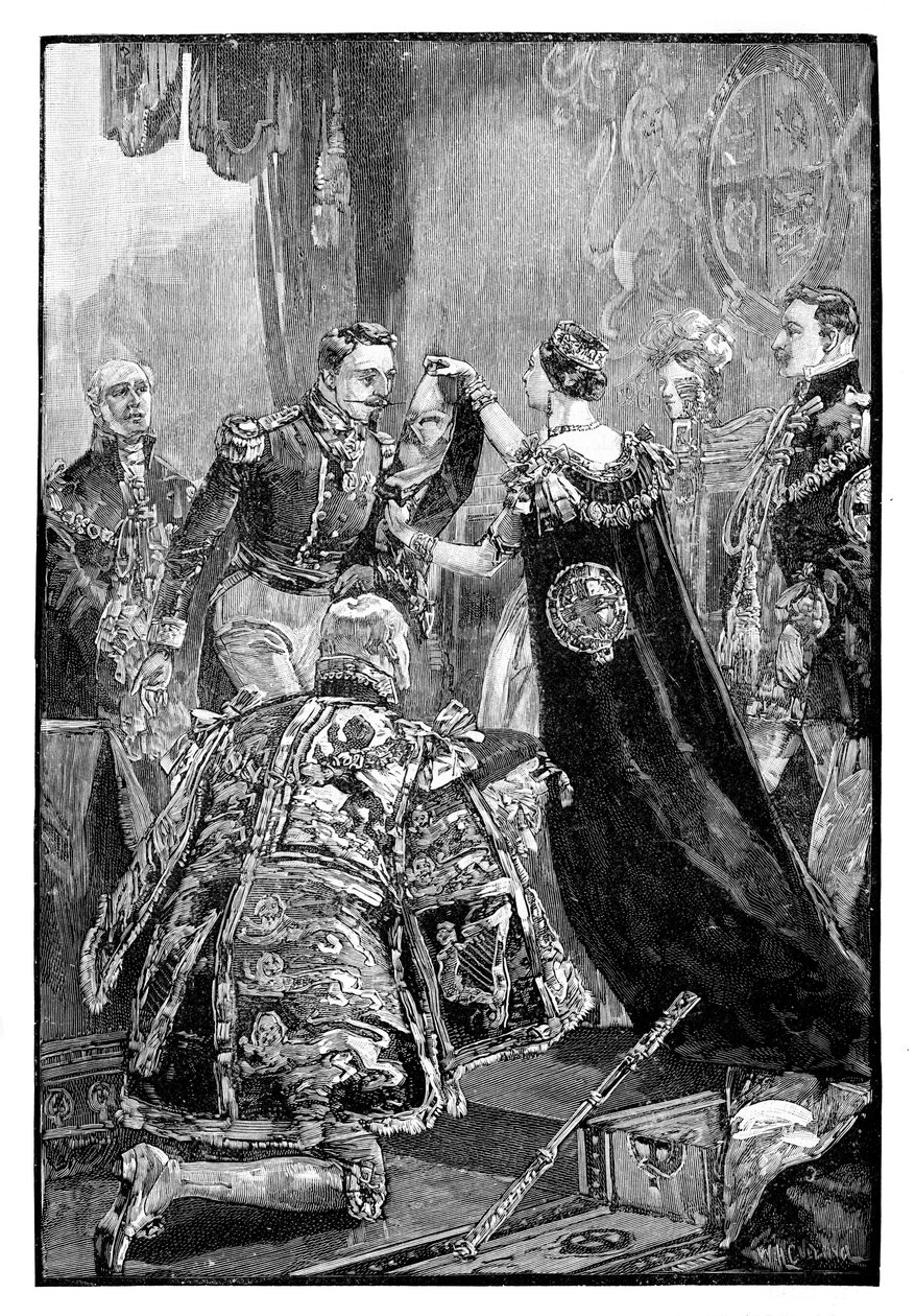 女王以吊袜带勋章投资法国皇帝，1855年，1888年 作者 不明