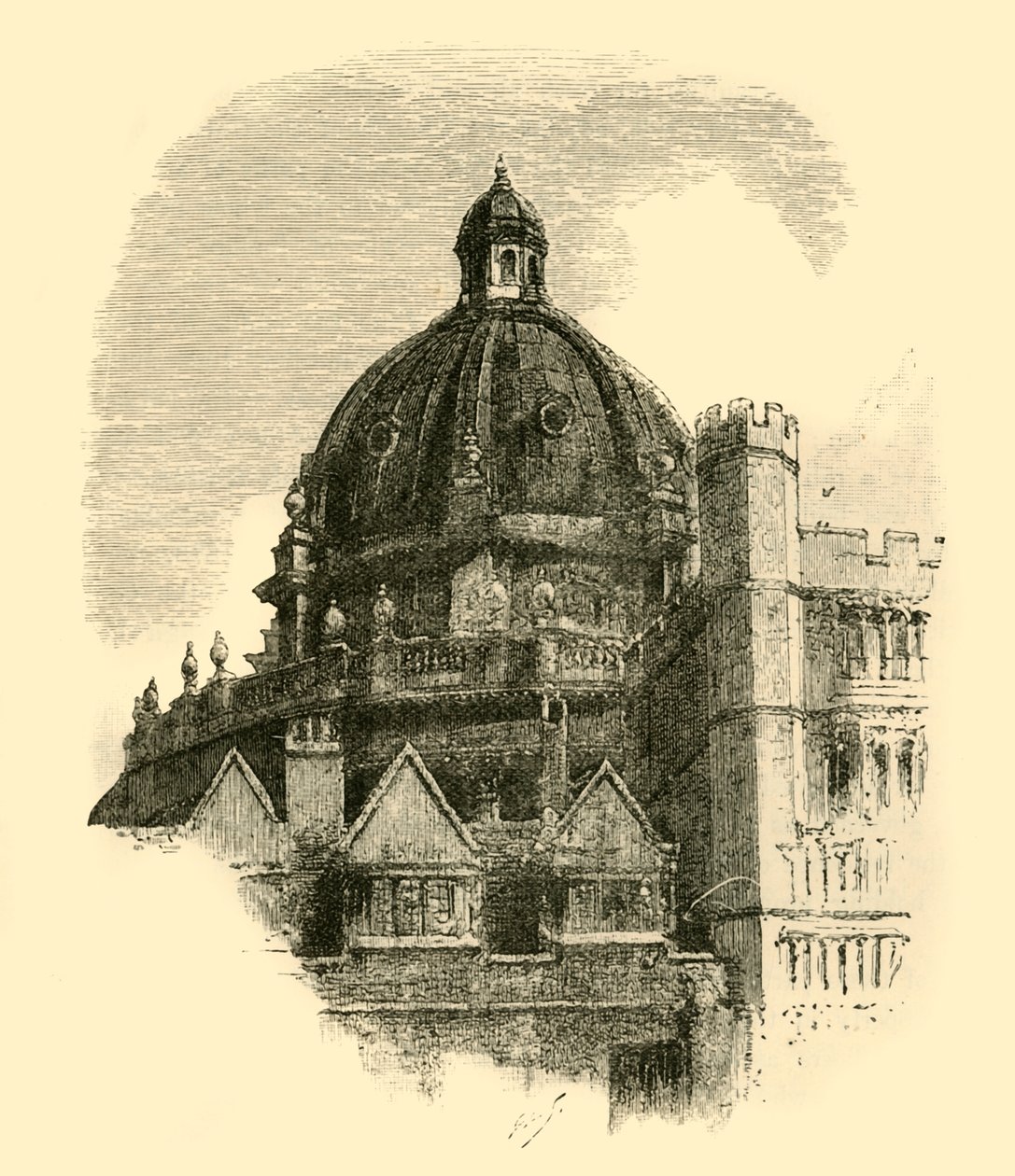 拉德克利夫图书馆（Radcliffe Library），来自Brasenose四方，1898年。 作者 不明