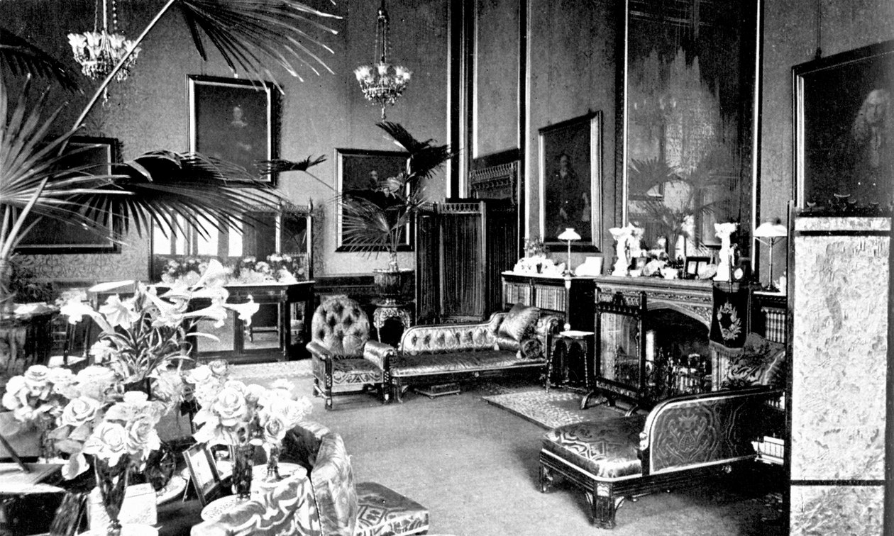 伦敦威斯敏斯特宫演讲厅的红色客厅，c1905年 作者 不明
