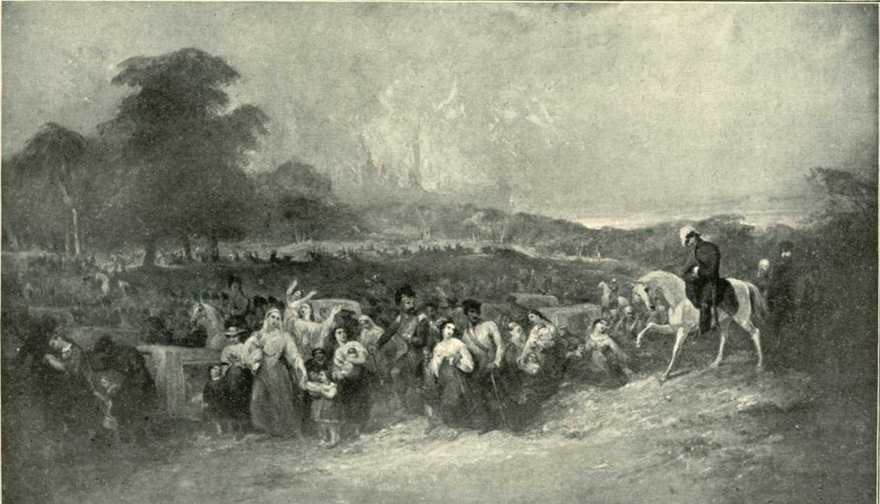 勒克瑙救济-将受难者带到英国营地，1901年。 作者 不明
