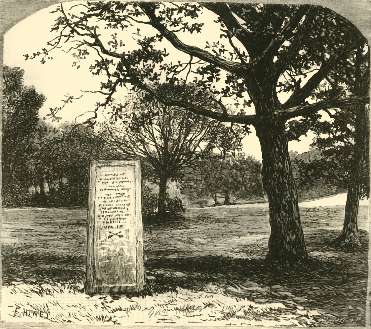 1890年，《新森林里的鲁弗斯石碑》。 作者 不明
