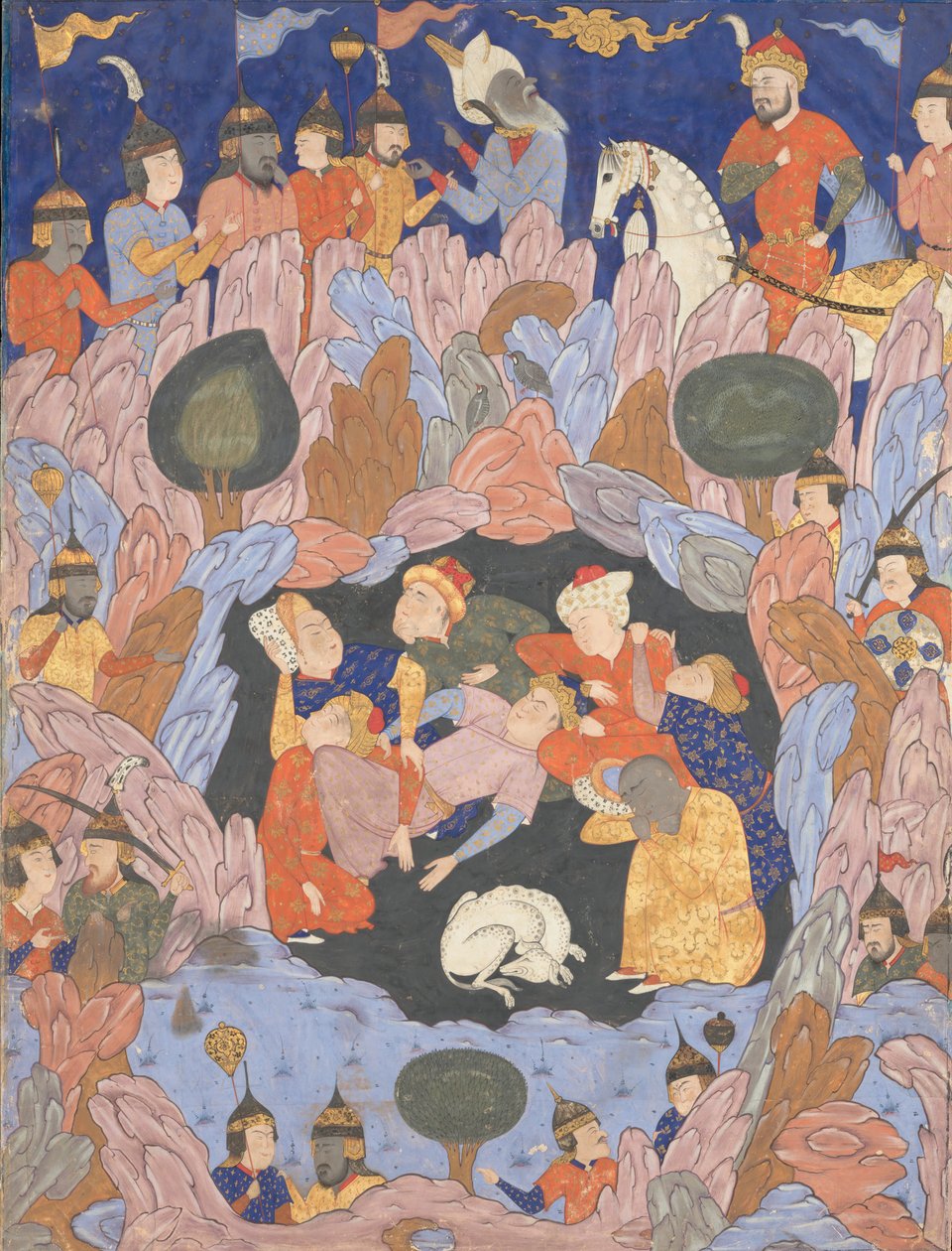 以弗所的七个沉睡者》，来自Farnama预言书的对开本，1550年代。 作者 不明