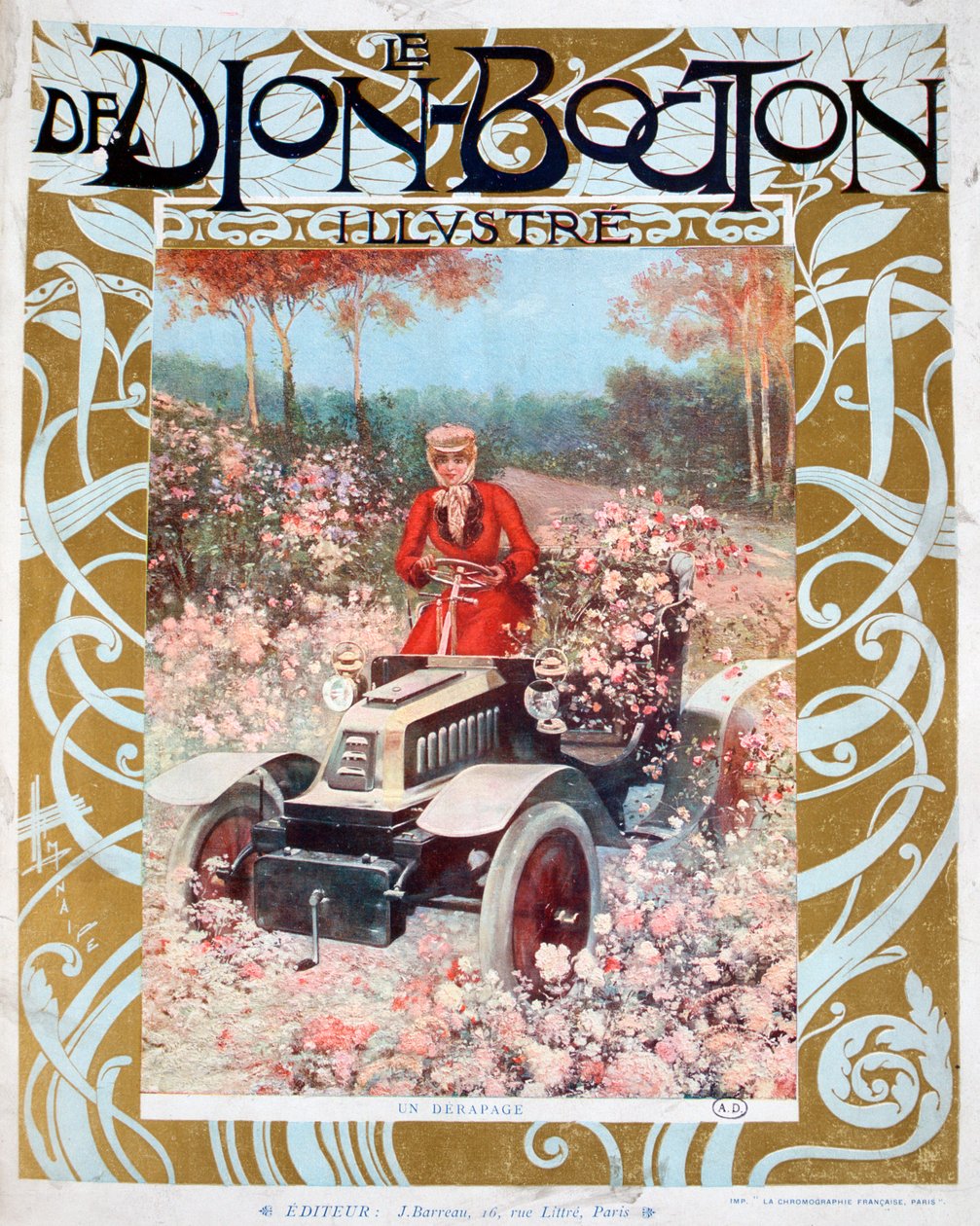 The Skid，插图出自《 Le De Dion-Bouton》杂志，1909年 作者 不明