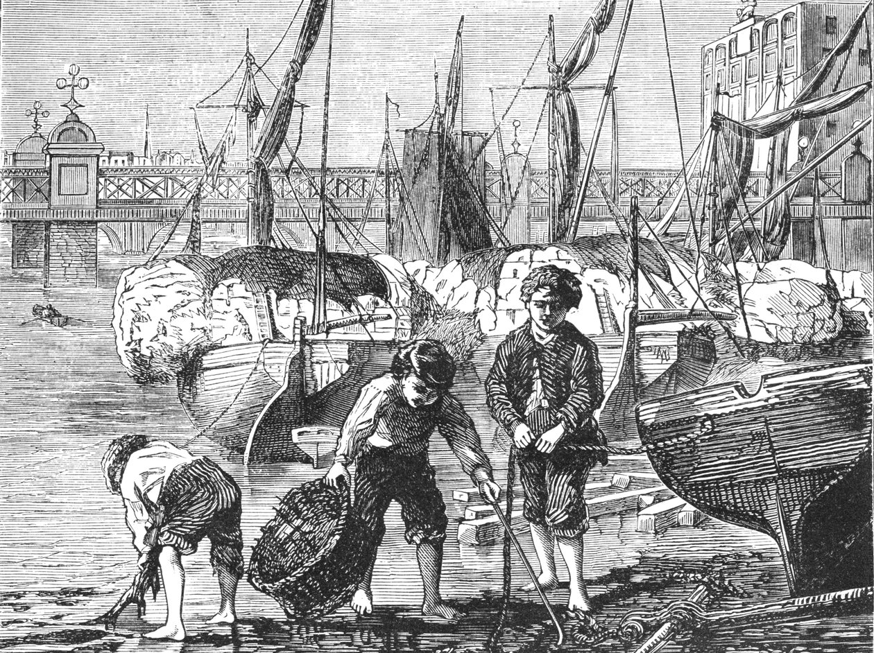 泰晤士河水位低，1897年。 作者 不明