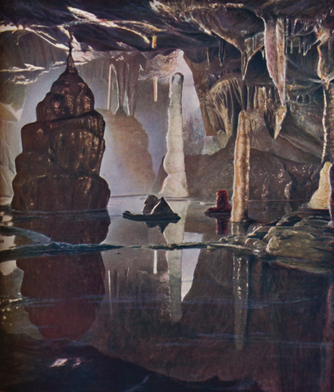 切达（Ceddar）的考克斯洞穴（Coxs Cave）中的转变场景，大约于1935年 作者 不明