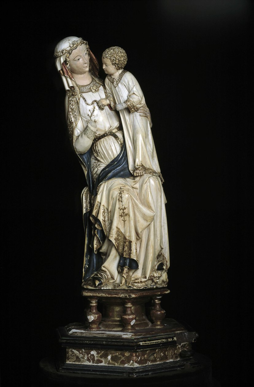 The Virgin and the Child Jesus. Marble statue around 1350-1375. 45 cm Collegiale Notre Dame. Villeneuve les Aviignons (Gard). 作者 不明
