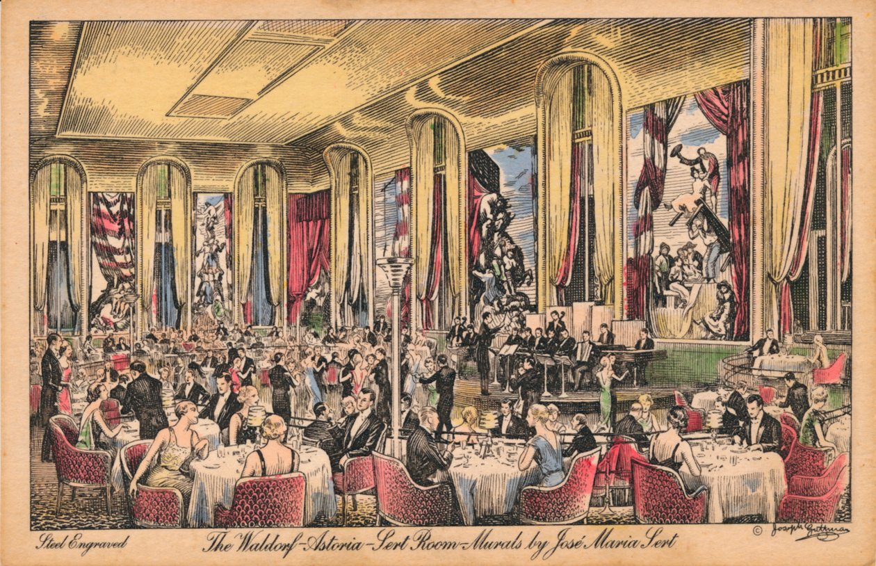 华尔道夫酒店，Sert Room，壁画，Jose Maria Sert c1930s 作者 不明