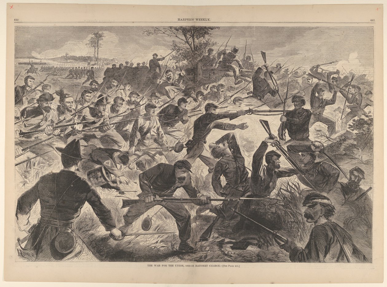 工会之战，1862年-《刺刀冲锋》每周刊，第一卷。七世，1862年7月12日。 作者 不明