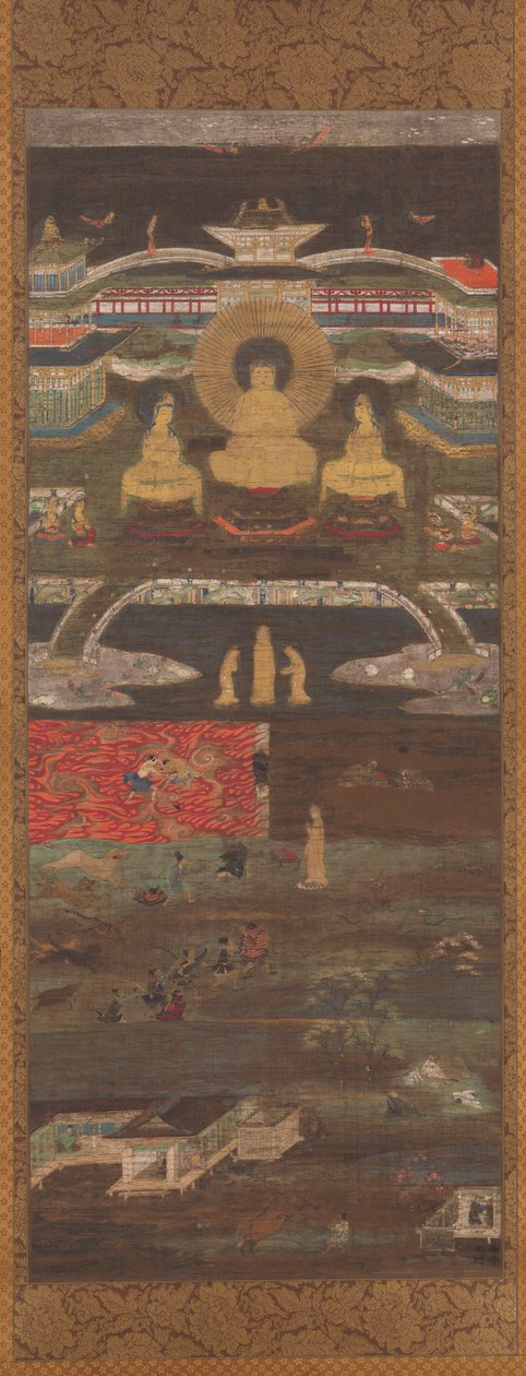 横跨两条河流的西方天堂的白色小径尼加·白akudo，1200年代。 作者 不明