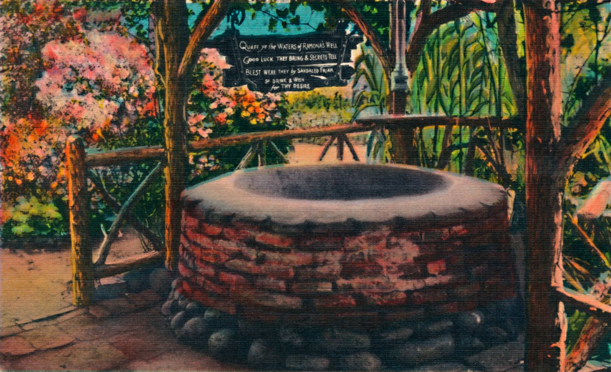 老城拉莫纳斯婚姻广场的许愿井。加利福尼亚圣地亚哥，c1941 作者 不明