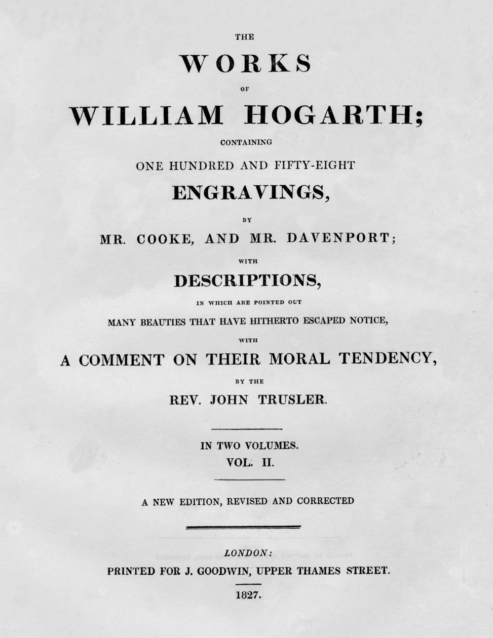 William Hogarth的作品，第二卷，1827年。 作者 不明