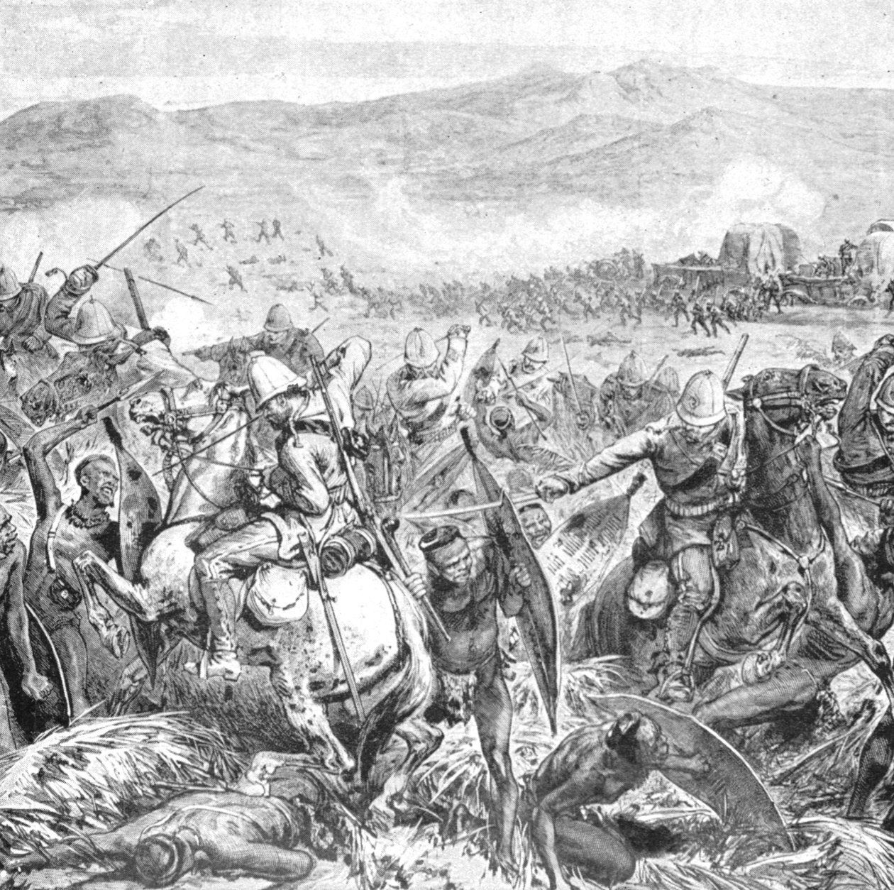 1879年的祖鲁人战争：1901年4月2日，祖鲁人在金希洛沃的最后击退。 作者 不明