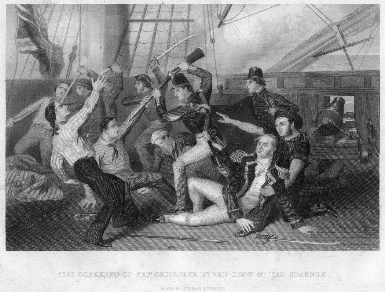 香农号（HMS Shannon）乘员登上HMS Chesapeke号，1813年 作者 不明