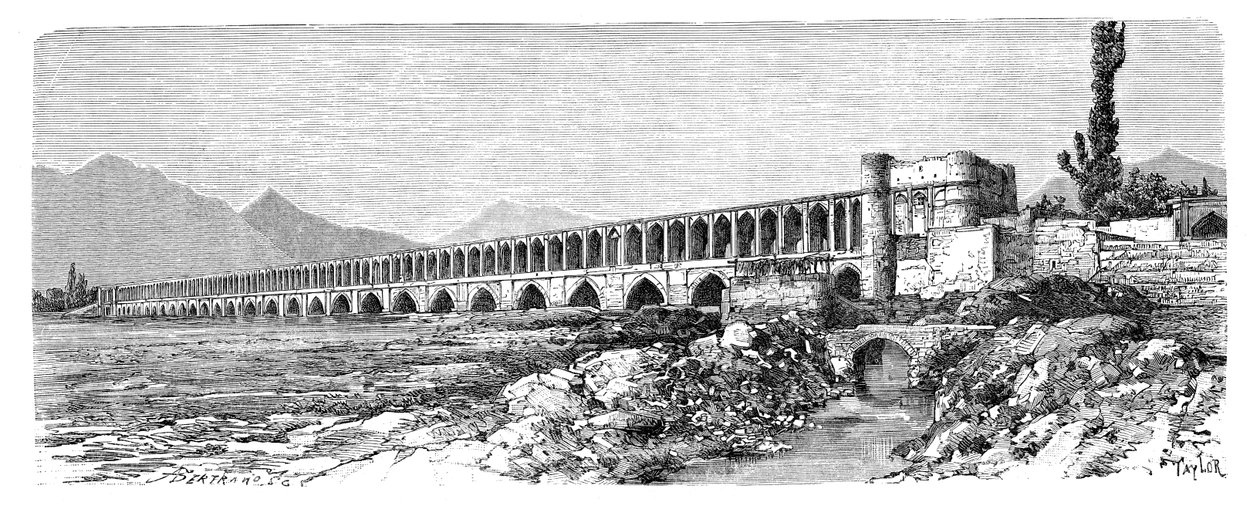 跨越Zendeh-Rud桥，伊朗伊斯法罕，1895年 作者 不明