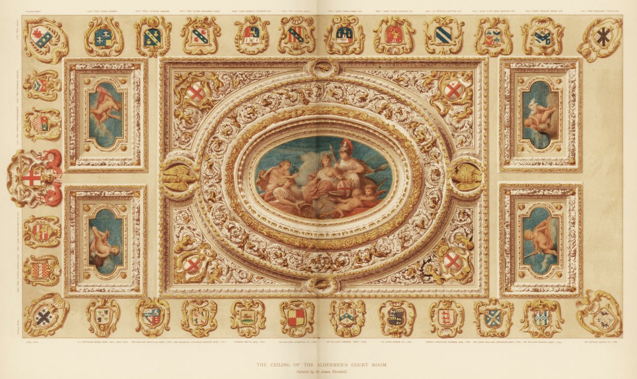 1886年，伦敦市，市政厅，Aldermens法庭的天花板 作者 不明
