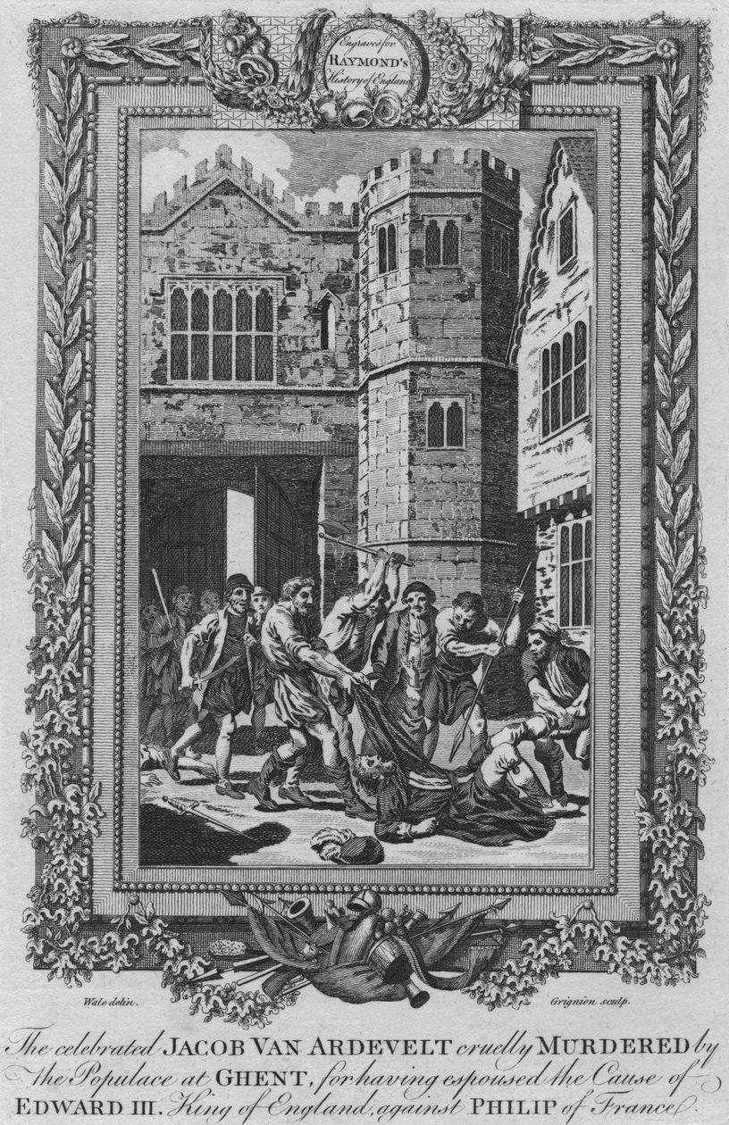 著名的雅各布·范·阿德维尔特（Jacob Van Ardevelt）在根特被平民百姓残酷地谋杀，大约1787年 作者 不明