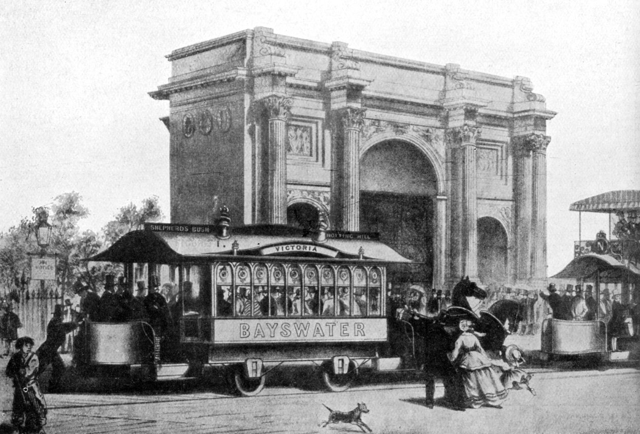 伦敦的第一辆电车，1861年，c1920年 作者 不明