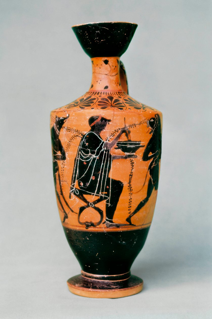 The magician Circe represented on a ceramic vase with black figures. Ancient Greece 5 - 4th century BC. 作者 不明