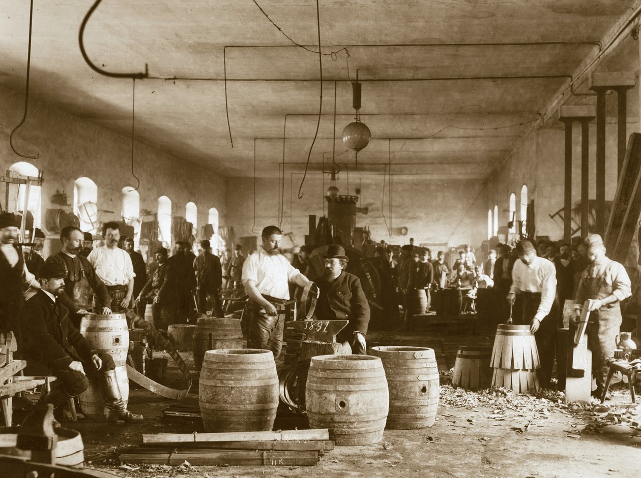 1880年代在比尔森制造木制啤酒桶 作者 不明