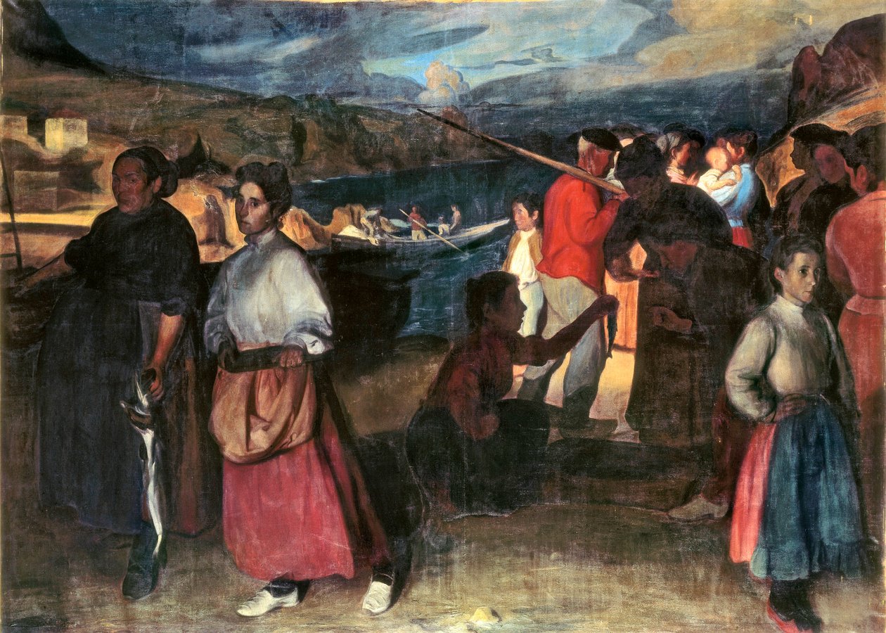 "The merchant of sardines" Painting by Angel Larroque Echevarria (1874-1961) Oil on canvas. 作者 不明