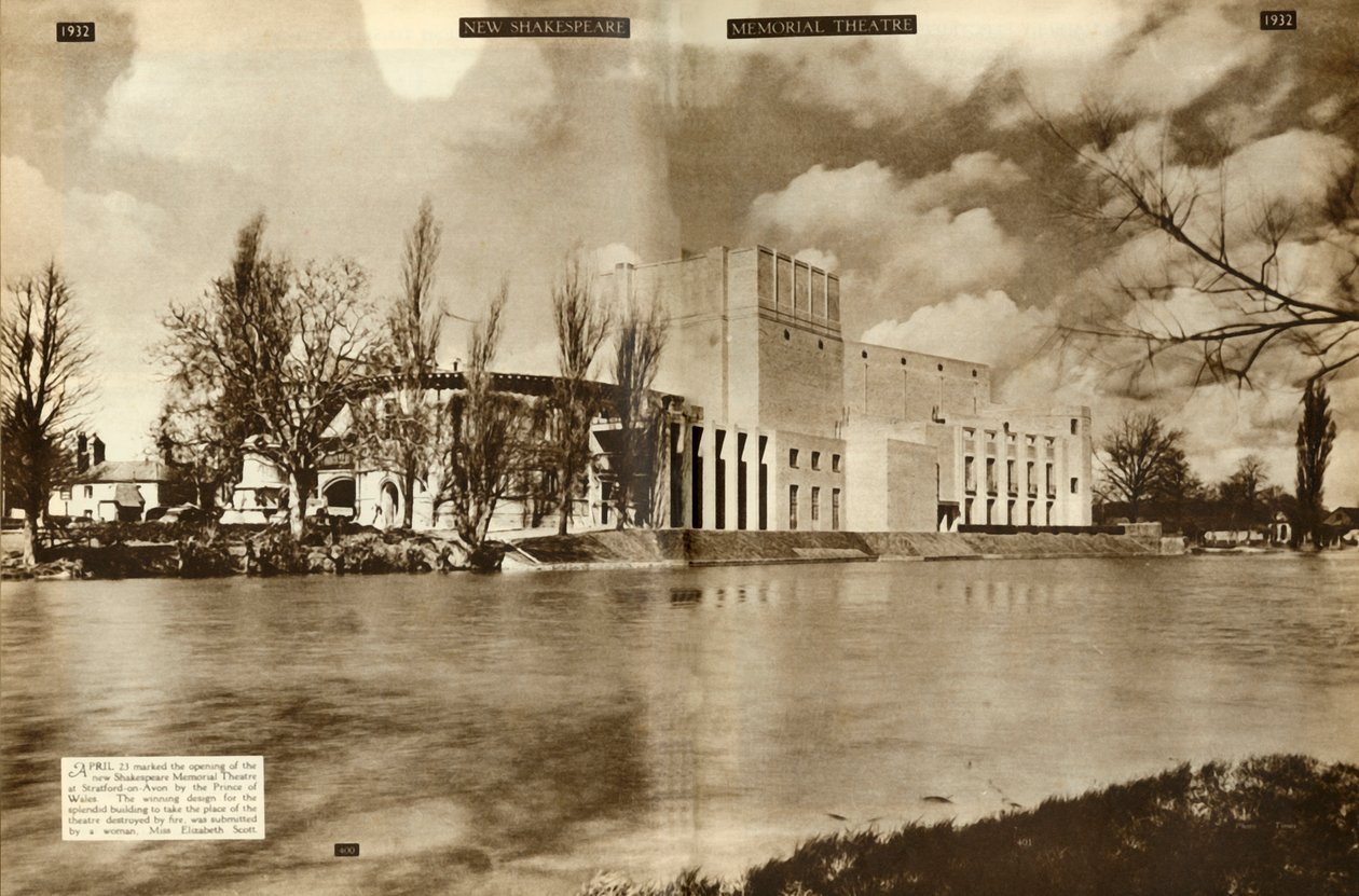 新的莎士比亚纪念剧院，沃里克郡埃文河畔斯特拉特福，1932年，1935年。 作者 不明
