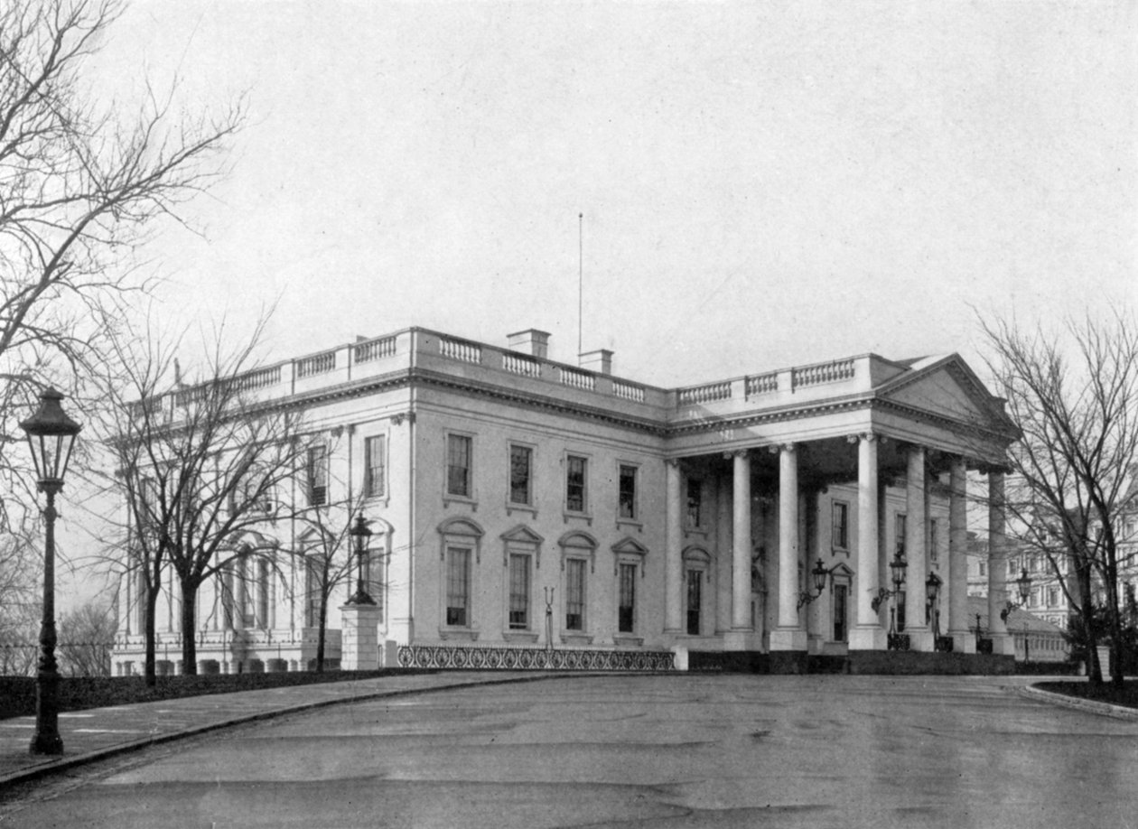 美国华盛顿特区，白宫的北门廊，1908年 作者 不明