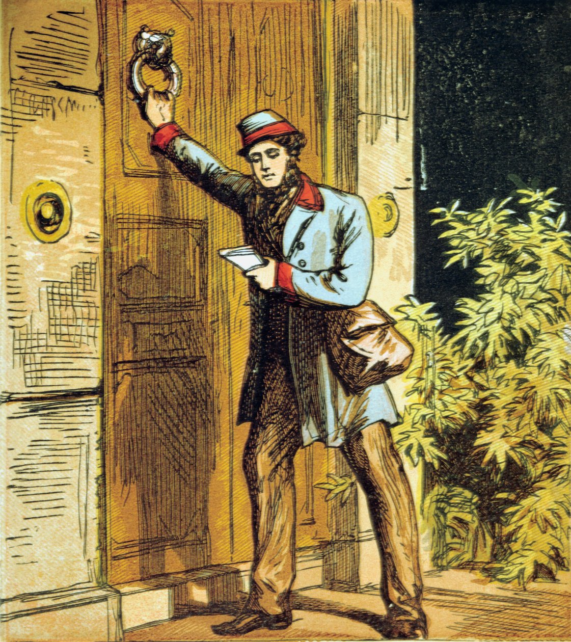 有邮递员的敲门！，1867年。 作者 不明