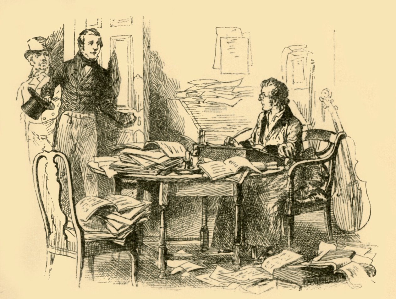 他们发现舒伯特努力工作，1907年。 作者 不明