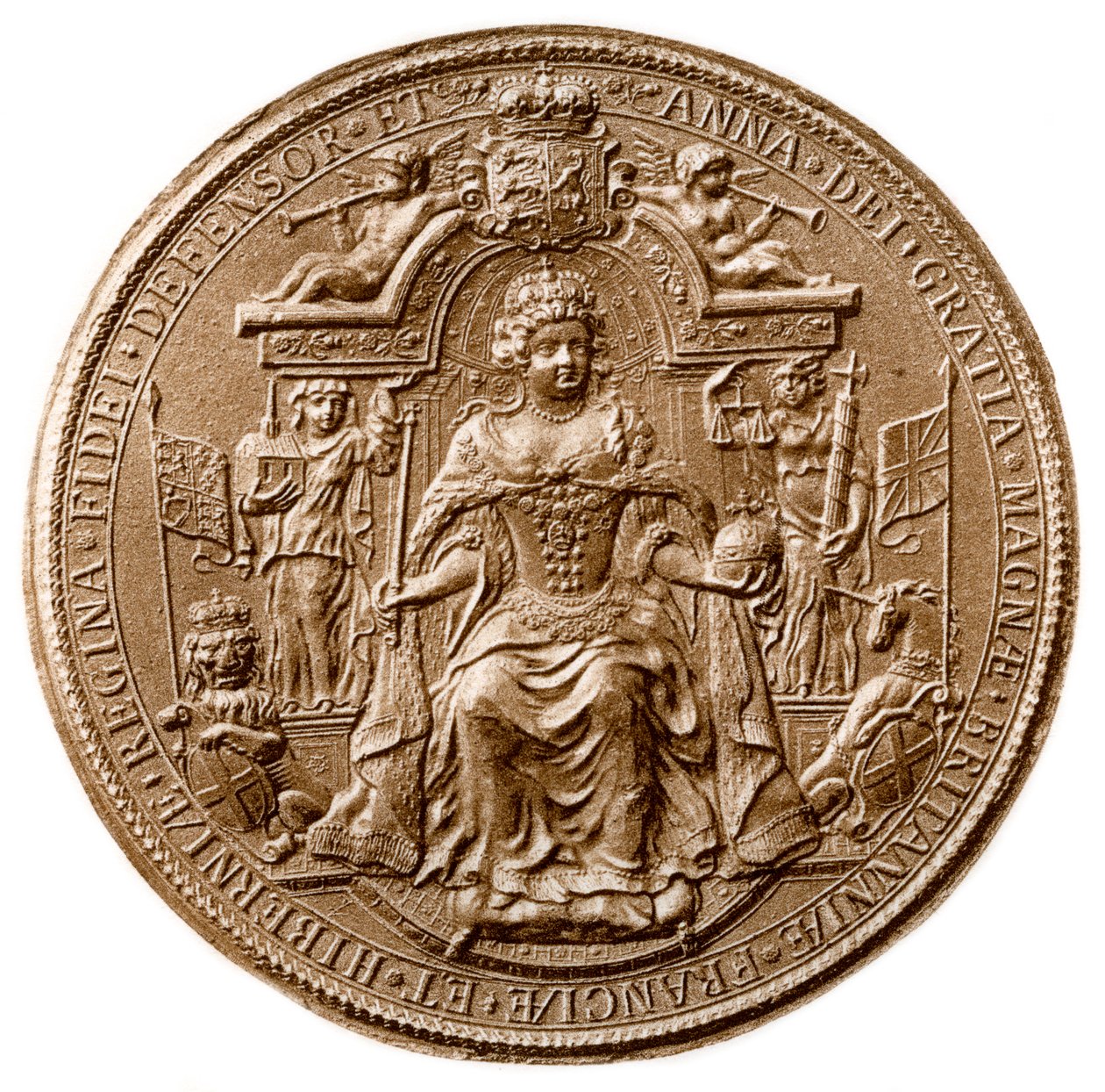 1702-1714年，安妮女王第三次大封印，正面，1702-1714年，1906年 作者 不明