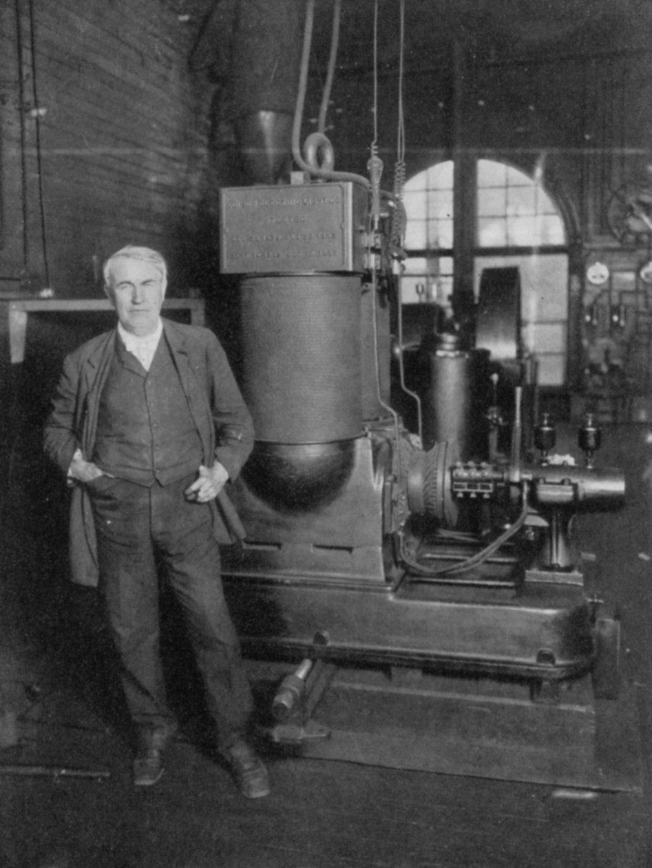 美国发明家托马斯·阿尔瓦·爱迪生（Thomas Alva Edison），1880年代首次生产电灯发电机 作者 不明