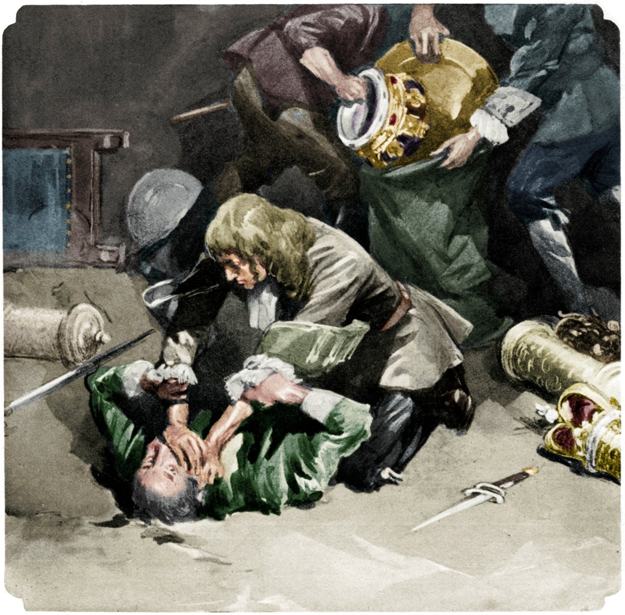 1937年，托马斯·血（Thomas Blood）试图从伦敦塔窃取皇冠上的珠宝，1937年 作者 不明