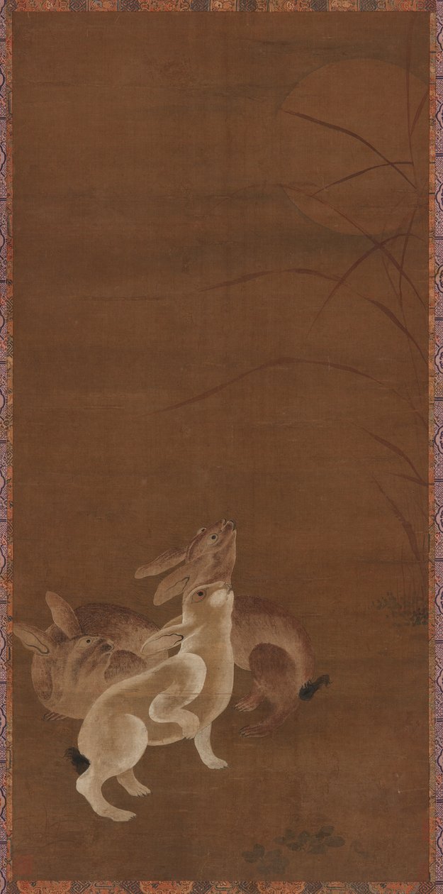 三只兔子在看月亮，1368-1644。 作者 不明