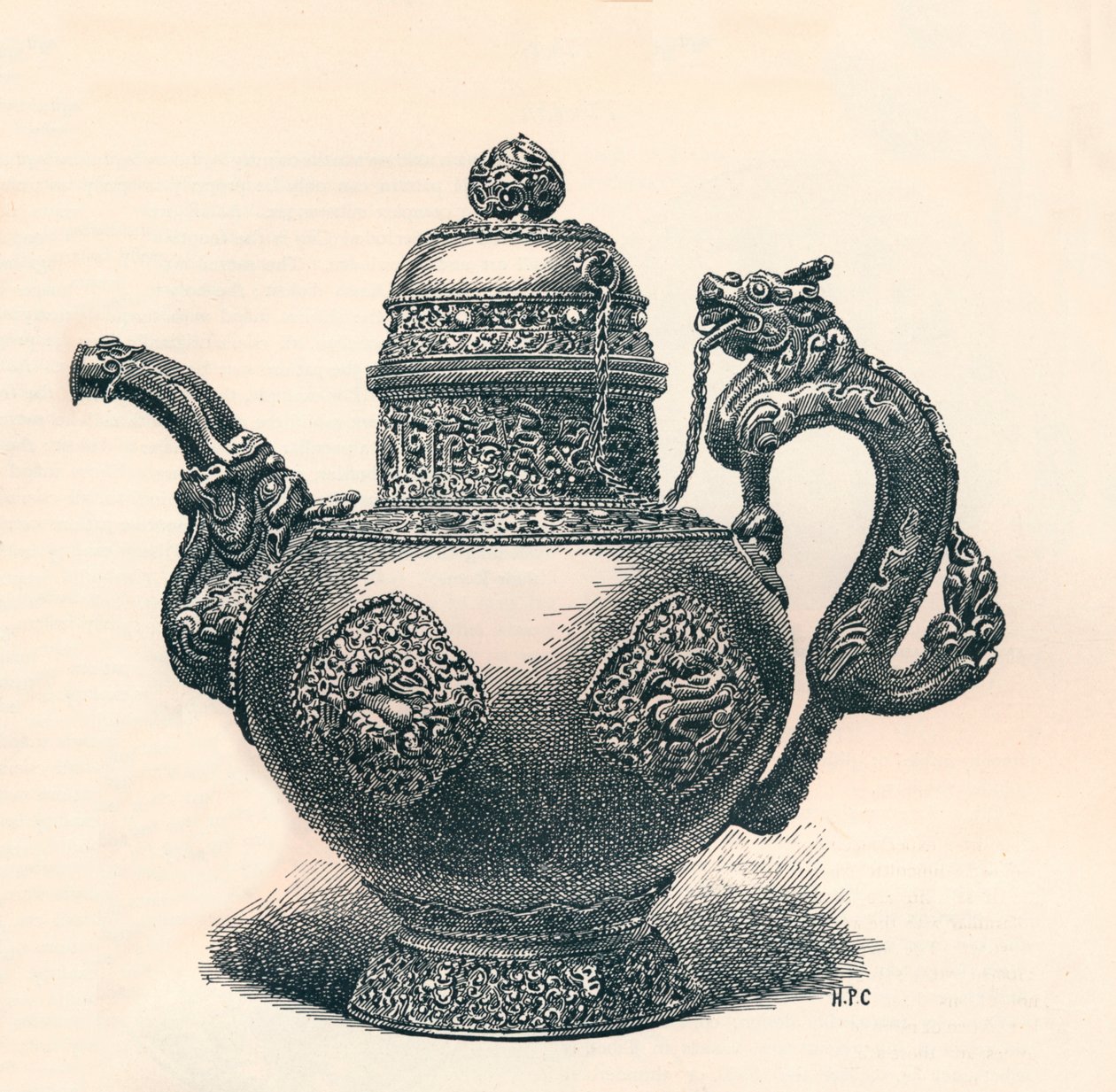 藏有茶壶和茶具的茶壶，展现出中国的影响力，c1904 作者 不明