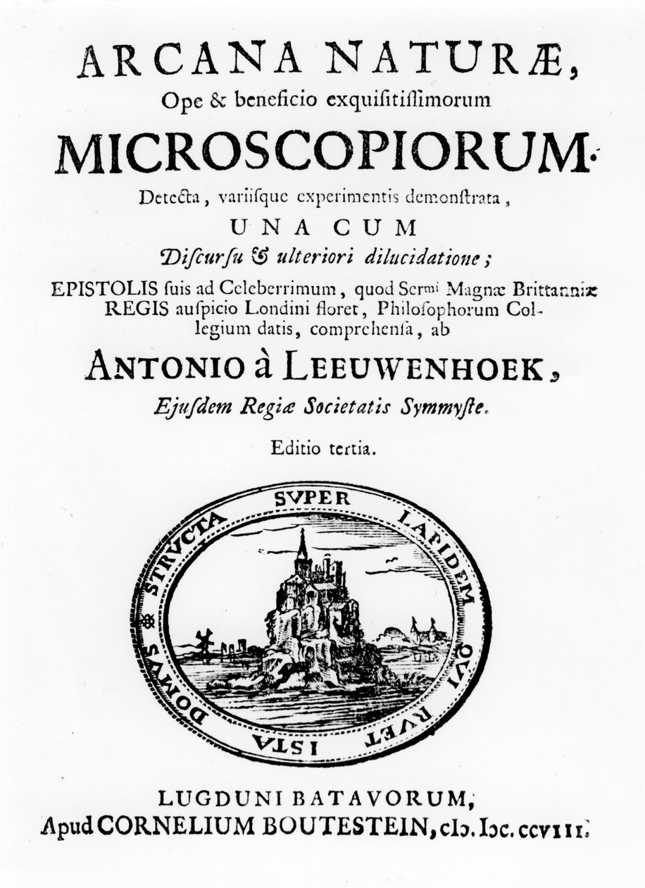 荷兰显微学家Anton van Leeuwenhoek撰写的Microscopium的标题页，1708年 作者 不明