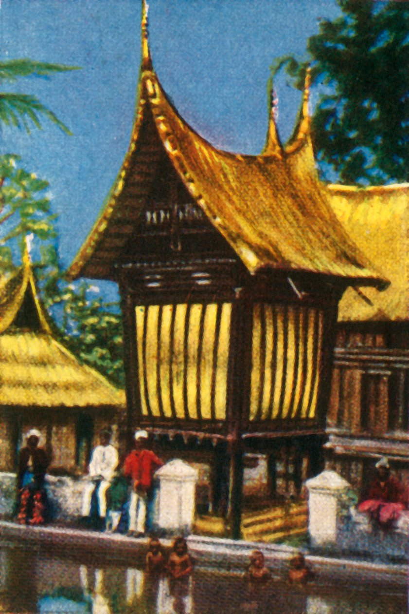 传统的茅草谷仓，巴东，苏门答腊，c1928。 作者 不明