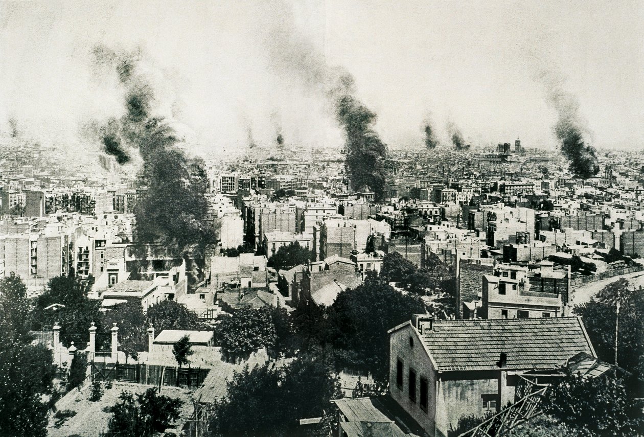 Tragic Week 1909, Fire of convents. Image published in the magazine "La Actualidad". Barcelona, Spain 作者 不明