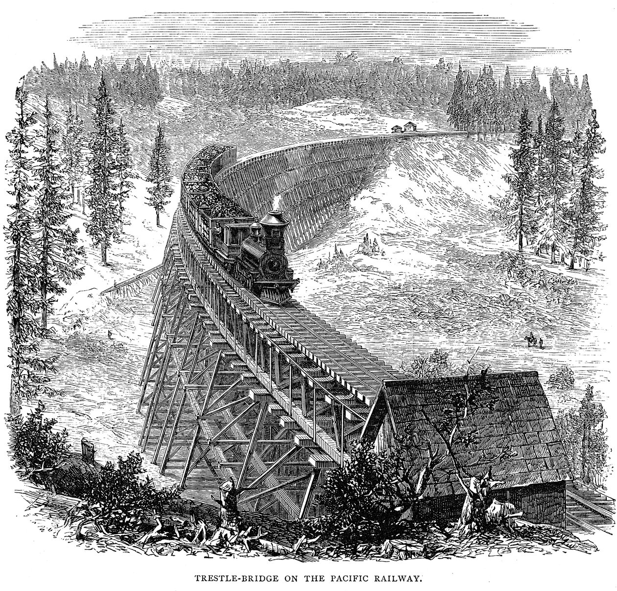 美国联合太平洋铁路的栈桥，1876年 作者 不明