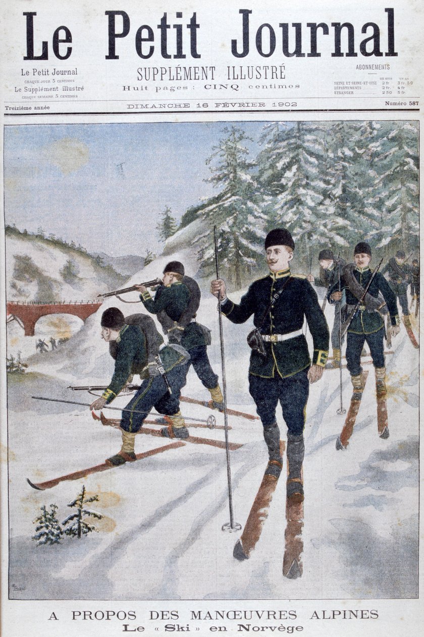 1902年，挪威高山滑雪橇上的部队 作者 不明