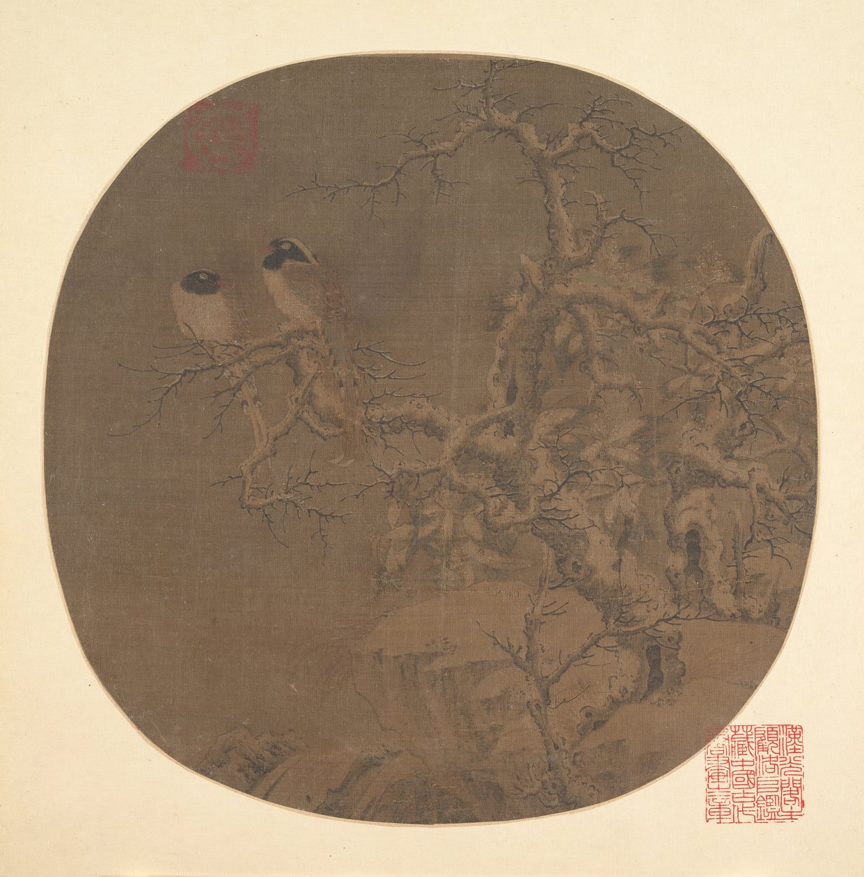 寒风中树上的两只鸟，13世纪。 作者 不明