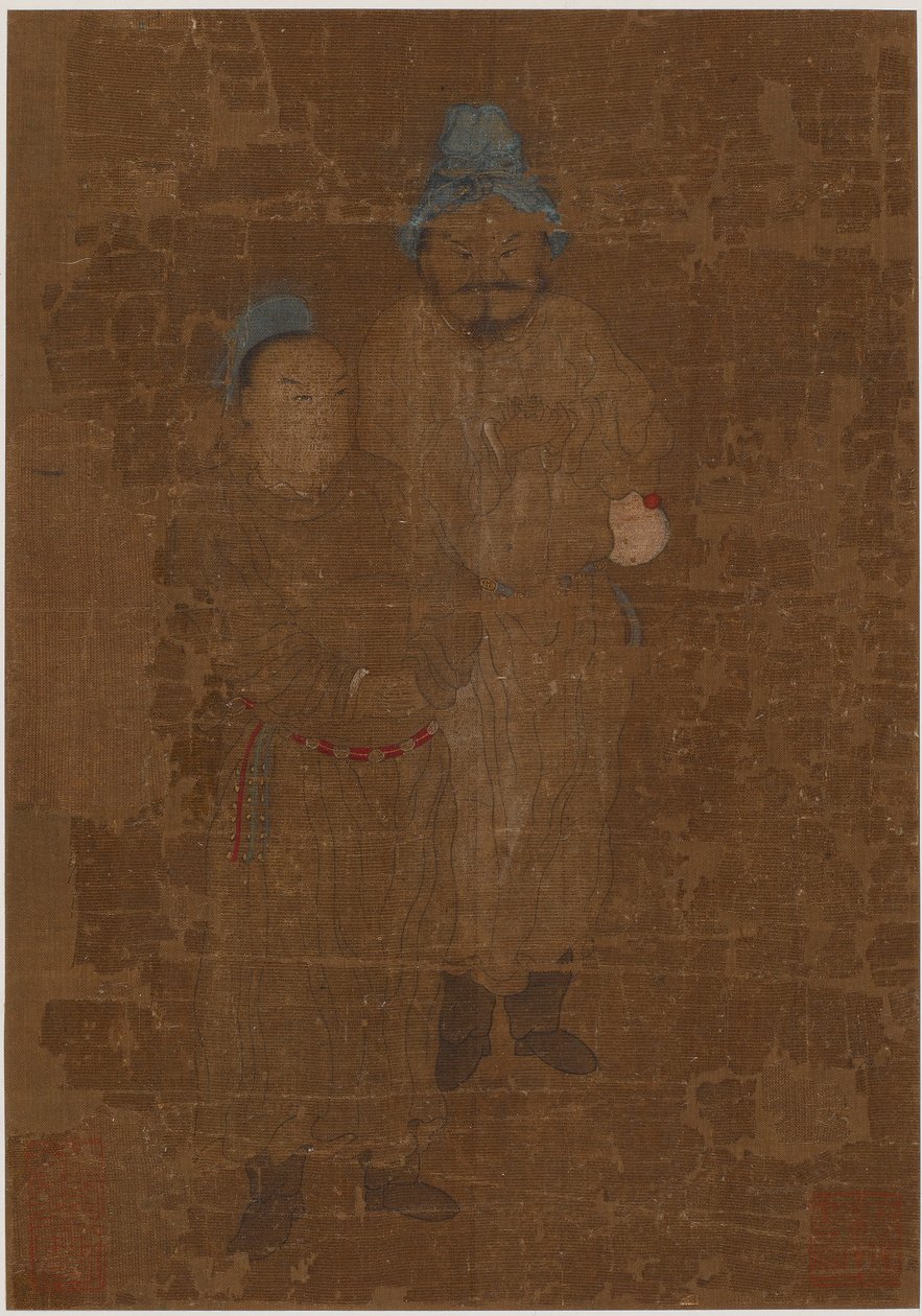 两个男性人物，站立，明朝，17世纪。 作者 不明