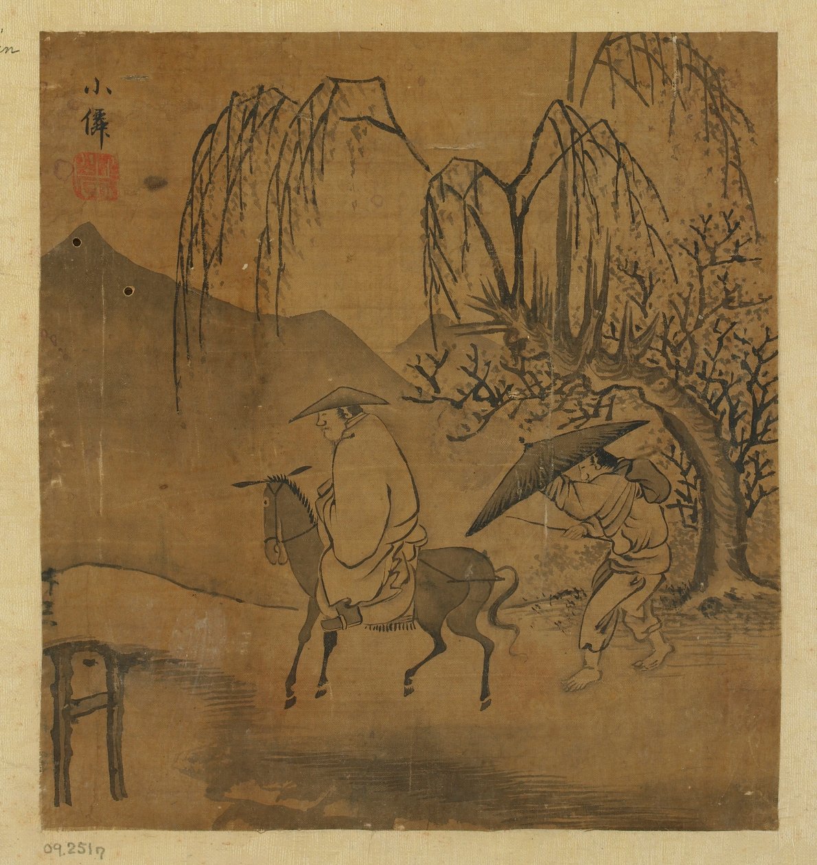 雨中的两个旅行者，可能是明朝的，1368-1644。 作者 不明