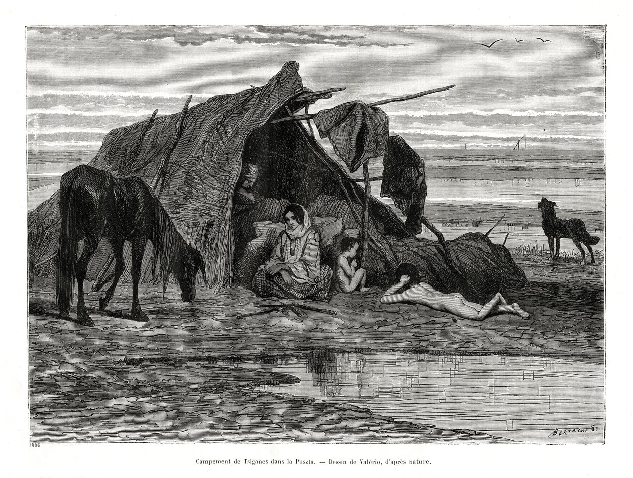 Tziganes露营在Puszta，1886年 作者 不明