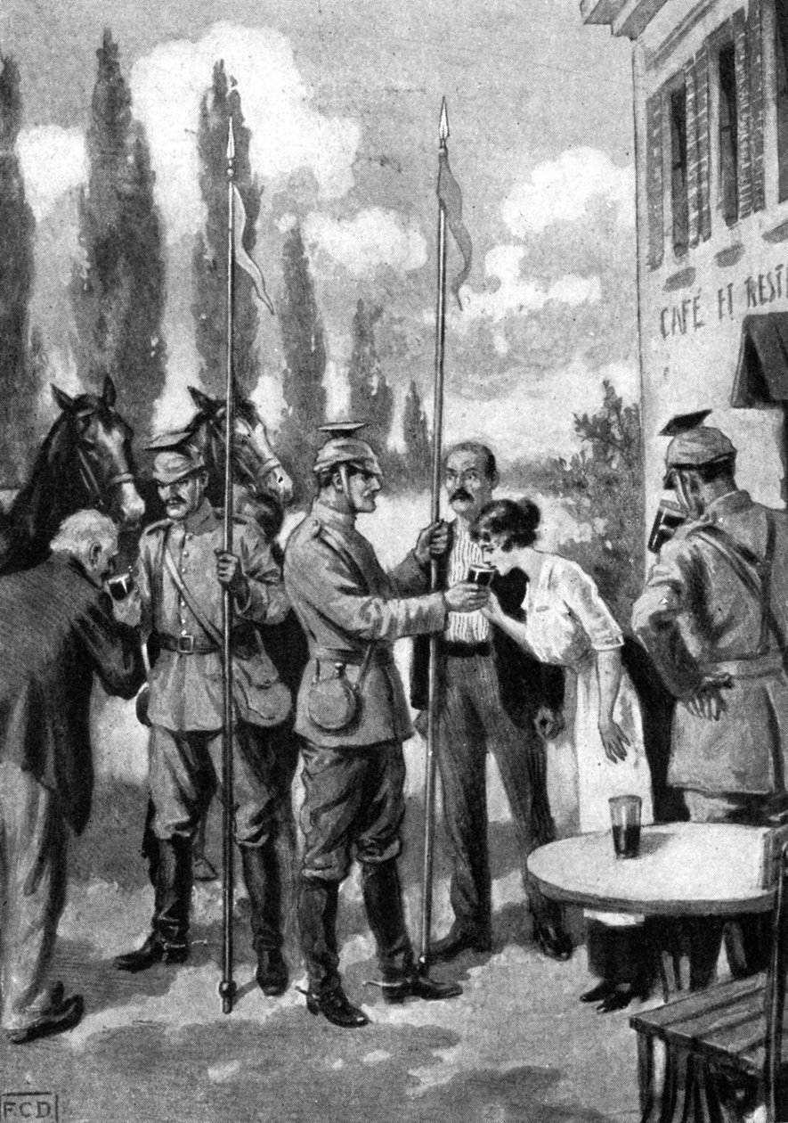 乌兰人要求比利时村民进餐，1914年第一次世界大战 作者 不明